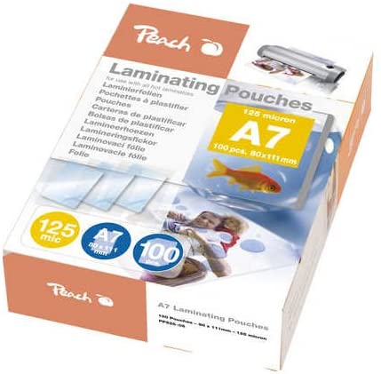 Peach PP525-05 Laminating Pouches A7 125 microns Pack of 100, Shiny
