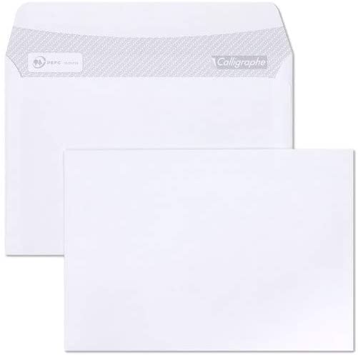 Calligraphe (Clairefontaine) 691C, Box of 500 Envelopes, Size: C6-114x162mm, Self-Adhesive, 80g/m², White Colour