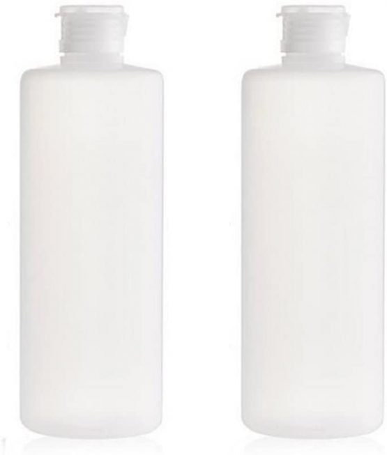 2PCS Empty Refillable Plastic Clear Soft Tube Squeeze Bottle Jars with Flip Cover Cosmetic Makeup Packing Storage Holder Containers for Toner Lotion Shower Gel Shampoo (400ml/14oz)