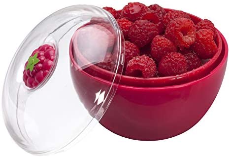 Joie Berry Colander & Storage Container - Wash, Strain & Store Berries, BPA-Free, Raspberry, White