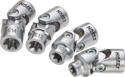 HAZET 880G-E/4 Torx Profile Socket Set - Chrome-Plated/Polished, Satz E8, E10, E12; E14 Torx