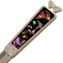 Mother of Pearl Butterfly Design Black Metal Steel Knife Office Sword Blade Hand Envelope Gift Letter Opener