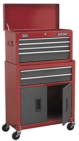Sealey Ap2200Bb Topchest & Rollcab Combi 6 Drawer Ball Bearing Runners Red/Grey, White, Mid-size - Image 3