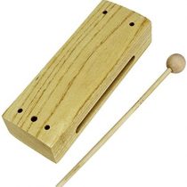 A-Star AP4211 Single Tone Wood Block with Wooden Beater, Educational School Percussion Brown