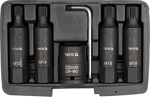 YATO YT-1157 6-Bit Spline Impact Set, Variety pack