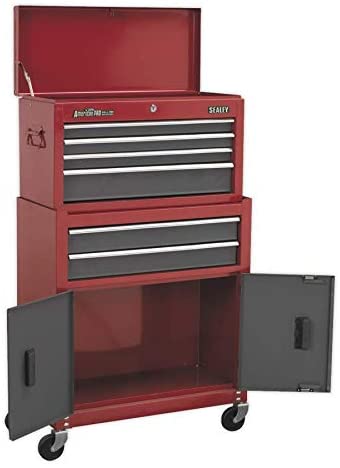 Sealey Ap2200Bb Topchest & Rollcab Combi 6 Drawer Ball Bearing Runners Red/Grey, White, Mid-size - Image 2