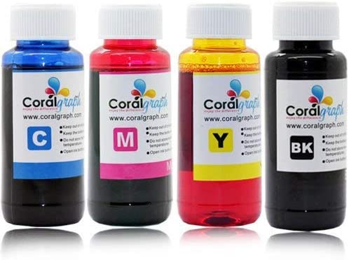 4x100ml 4 Color Refill Ink for HP Printers, Black, 100 ml