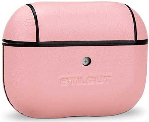 StilGut Leather Case Compatible with AirPods Pro, Front LED Visible Slim Cover, Rose Nappa