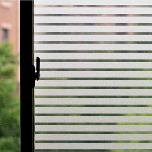 ConCus-T Window Film Privacy Cling Film Self Adhesive Frosted Window Sticker No Glue Film Stripe Vinyl Static Cling Door Window Transfers for Home Office 44.5 × 200cm