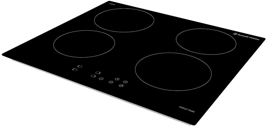Free 2 Year Guarantee 4 Zone Induction Hob with Touch Control Russell Hobbs RH60IH401B Black Glass 59cm Wide