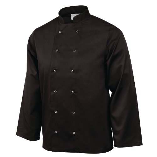 Whites Vegas Unisex Chef Jacket Long Sleeve Black, Size M - Easy Clean, Double-Stitched Restaurant Uniform, Workwear A438-M - Image 2
