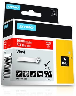 DYMO Rhino Industrial Vinyl Labels, Multicolour, White on red - Image 4