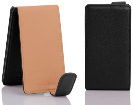 Cadorabo Case works with HTC 8S in OXIDE BLACK - Flip Style Case made of Structured Faux Leather - Wallet Etui Cover Pouch PU Leather Flip - Image 2