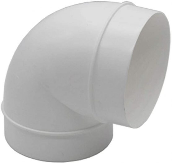 Kair 90 Degree Elbow Bend 100mm - 4 inch Round Plastic Ducting Joint to Connect Round Duct Pipe or Flexible Hose