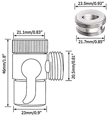 Zotti Tap Diverter for Kitchens & Bathrooms Sinks - M22 x M24, Chrome, 24 x 22 - Image 3