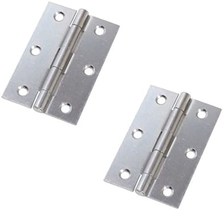 Merriway BH03803 (2 Pcs) 100mm (4 inch) Bright Zinc Plated Steel Narrow Utility Hinge - Pack of 2 Pieces, 100 mm