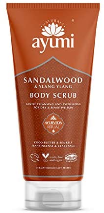 Ayumi Sandalwood Exfoliating Body Scrub to Calm Irritation, 200 ml (Pack of 1)