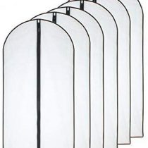 HomeClean Moth Proof Garment Bags 60 x 100cm(24'' x 40'') Black Side Breathable Clear Full Zipper Bags for Clothes Storage(Pack of 6)