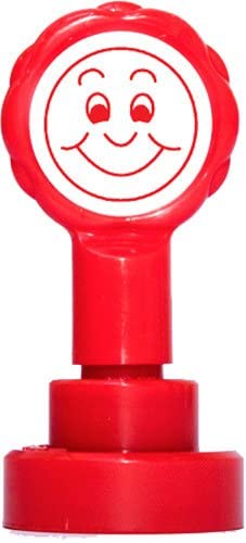 Xstamper Xclamations Smiley Face Teacher Stamp (Impression Size: 22mm). Pre-Inked Stamper for Marking School Work Refillable Ink Stamps with Protective Dome