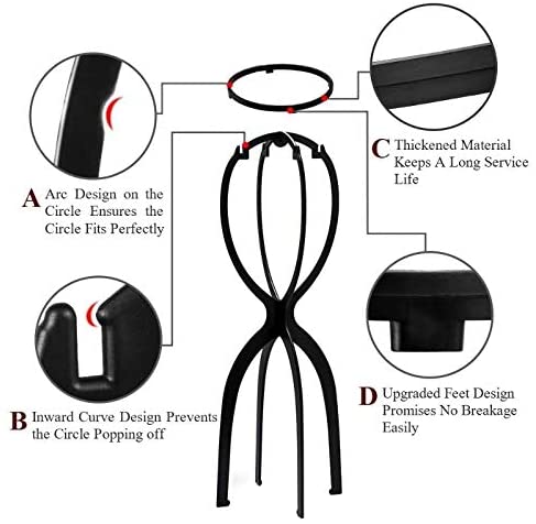 Dreamlover Wig Stand Head, Tall Wig Holder Stand, Black, 3 Pack, 19.7 Inch (Pack of 3) - Image 3