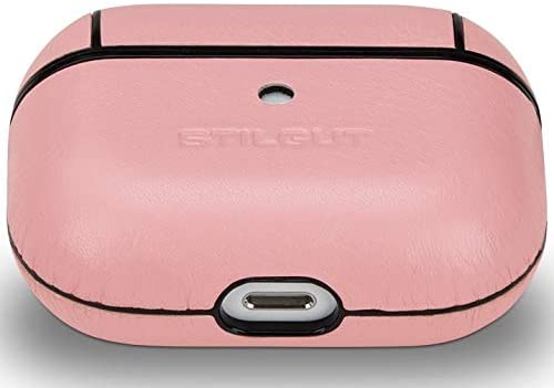 StilGut Leather Case Compatible with AirPods Pro, Front LED Visible Slim Cover, Rose Nappa - Image 3