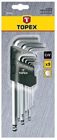 Topex 35d957 - Set of 9 Hex Keys (Allen Wrenches), Colourful