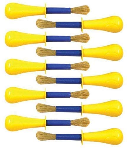 Lexicon Select Set of 10 Jumbo Non Roll Toddler/Children's Paint Brushes with Colour Mixing Chart, Blue