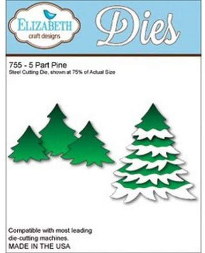 Elizabeth Craft Designs Metal Die, 5-Part Pine, Grey, Various