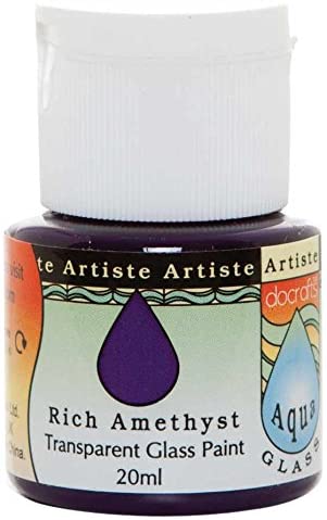 Artiste Aquaglass Rich Amethyst 20ml, Water Based Paints for Glass Perspex, Acetate, Gentle Translucent Finish