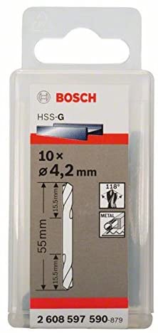 Bosch 10x PRO Metal HSS-G double-ended Twist Drill Bit (for Non-ferrous metals, Steel, diameter 4,20 mm