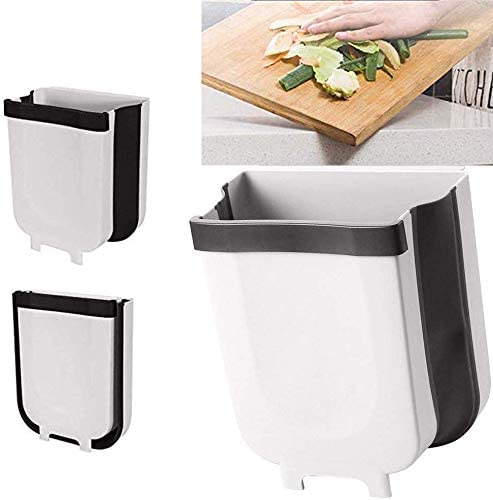 Akls Trash Can, Small Hanging Waste Bin Folded for Kitchen Cabinet Door Home Garden Office School Kitchen Bathroom