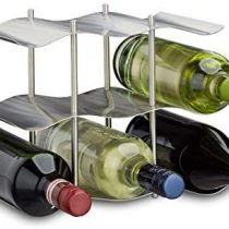 Relaxdays Stainless Steel Wine Rack for 9, Modern Metal Design, Standing Bottle Holder, HxWxD: 22 x 27 x 16.5 cm, Silver, 16.5x27x22 cm