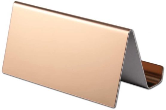 YOSCO Stainless Steel Business Card Holder for Desk Office Business Card Stand Collection Organizer for Name Card,Business Card Display, 2 Pack (Rose Gold) - Image 2