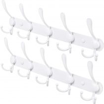 WHITGO Wall Mounted Coat Hook, 2 Pack 15 Hooks Heavy Duty Stainless Steel Coat Hook Rail Organizer Rack Robe Hat Clothes Wall Mount Hook Hanger Towel Rack