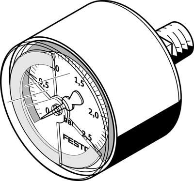 Festo 525727 Model MA-50-2.5-R1/4-E-RG Pressure Gauge, White