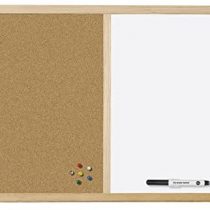 Bi-Office Budget Wood Frame Combination Board, Cork And Whiteboard Dry Wipe Memo Board, 40 x 30 cm