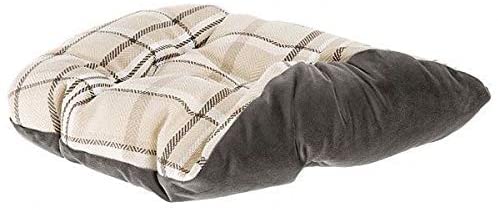 Ferplast Padded cat and dog bedding CHARLES 60 with removable Cushion, soft velvet, washable, 56 x 42 x 20 cm, Black/White - Image 2