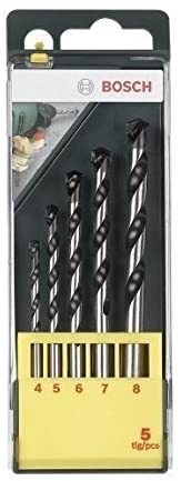 Bosch 5 pcs. Concrete Drill Bit Set (for Concrete diameter 4-8 mm, Accessory Drill Driver), Black