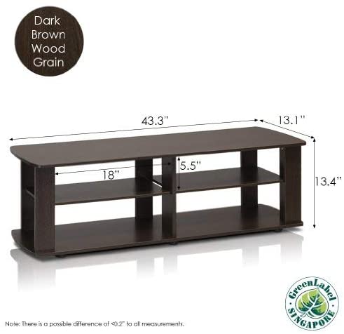Furinno NELLY TV Stand, Entertainment Center with Open Shelves Storage, TV Console for TV up to 50 Inch, for Living Room Bedroom, Black - Image 3