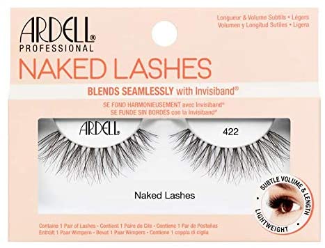 Ardell False Eyelashes Naked 422 Black Natural Enhances Natural Lashes Subtle Volume And Length Super Soft Comfortable Invisiband Mid-Length Vegan-Friendly Cruelty-Free Eyelashes