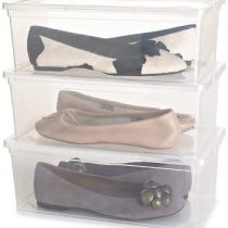 Lakeland Ladies Transparent Shoe Organiser Lidded Storage Boxes - Set of 3