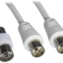 15M 15 Metre Long Aerial Coaxial Fly Lead Cable - Male to Male with Female coupler