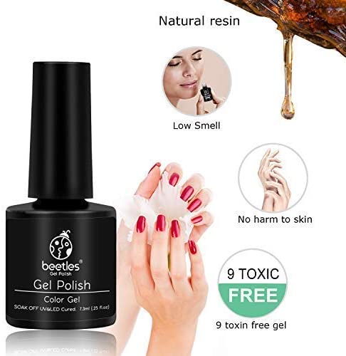 beetles Gel Polish-6 Pcs Burgundy Red Brown Champagne Gold Gel Polish Kit Snow White Nude Grey Soak off Nail Gel Polish Manicure Kit Gift - Image 3