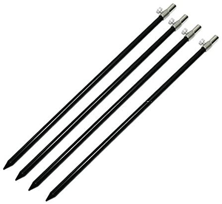 Set of 4 Aluminium Banksticks, 50-90 cm, Rod Holders, Black