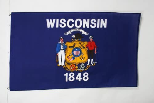 AZ FLAG, Wisconsin Flag, 2x3 Ft, 100D Polyester Us State Of Wisconsin Banner with Two Metal Grommets, Fade Resistant