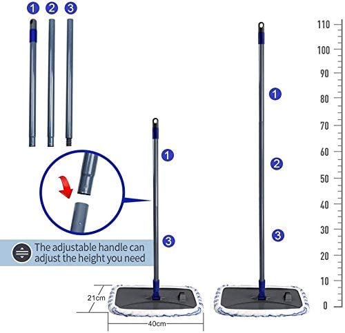 MASTERTOP Microfibre Flat Mop, Extended Wet Dry Large Floor Mop with 5 Reusable Pads & Telescopic Handle - Image 4