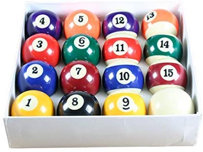 Spots and Stripes 2" Pool Ball Set, Red, Yellow, Black, White