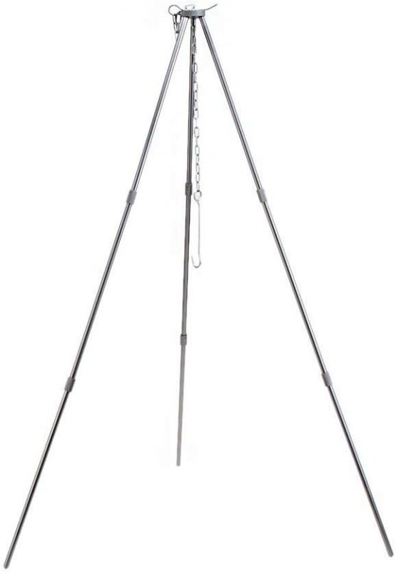 inherited Outdoor Cooking Tripod(Silver), Adjustable Foldable Hanging Portable Tripod for Cooking, Drying Clothes, Pot Roast, Grilling Outdoor Picnic Camping BBQ Cooking Hanger with Storage Bag