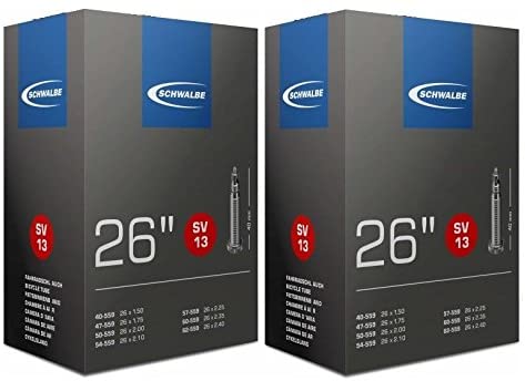Schwalbe Unisex Adult SV13 Inner Tube, Black, 26 (Pack-2), 26 inches