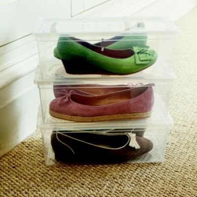lakeland Ladies Transparent Shoe Organiser Lidded Storage Boxes - Set of 3, Clear, 8 - Image 2
